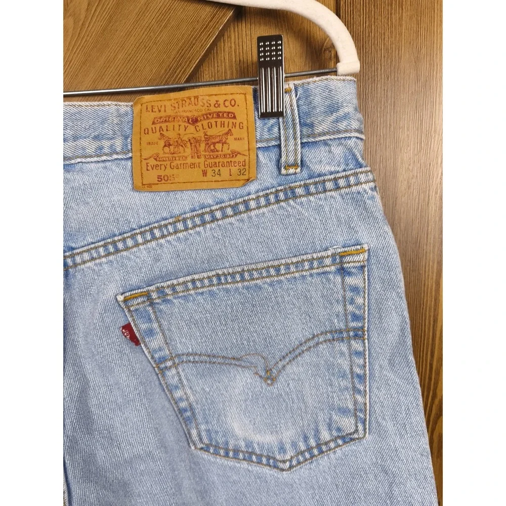 Levis 505 Jeans Mens 34x32 Light Wash Straight Leg Made In Canada Vintage